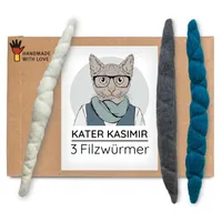 Kater Kasimir Petits vers en feutre, roulés à la main, lot de 3
