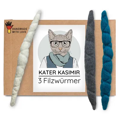 Kater Kasimir Petits vers en feutre, roulés à la main, lot de 10 Kater Kasimir Petits vers en feutre, roulés à la main, lot de 10