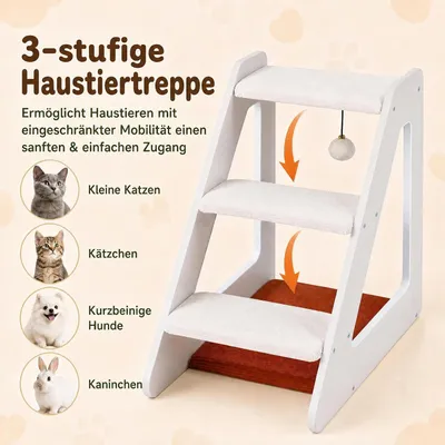 GIANTEX Hundetreppe 3 Stufen, Hunde & Katzen, 54 x 33 x 48 cm