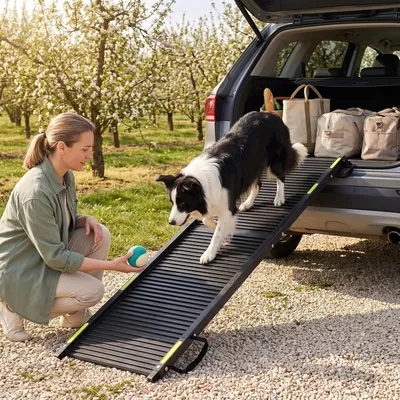 GIANTEX Rampe Accès Voiture pour Chien 164 X 41 CM, Charge 100 KG