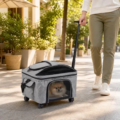 GIANTEX Faltbare Transportbox Katze mit Rädern, bis 15 kg