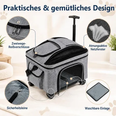 GIANTEX Faltbare Transportbox Katze mit Rädern, bis 15 kg