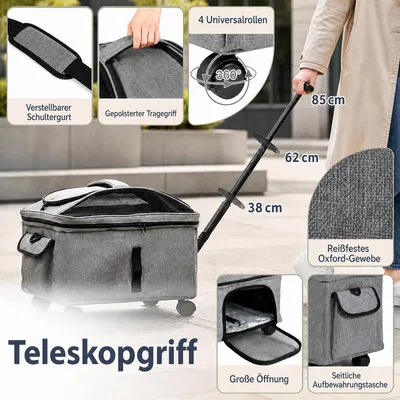 GIANTEX Faltbare Transportbox Katze mit Rädern, bis 15 kg
