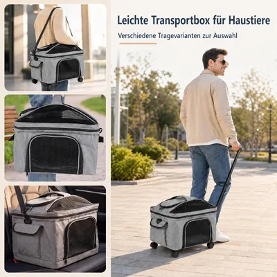 GIANTEX Faltbare Transportbox Katze mit Rädern, bis 15 kg