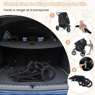 GIANTEX Poussette Chien Pliable Charge 25KG avec Fenêtre GIANTEX Poussette Chien Pliable Charge 25KG avec Fenêtre