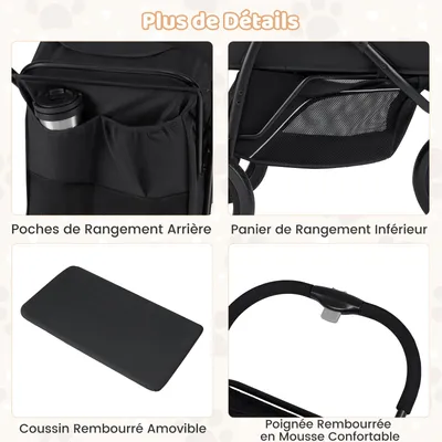 GIANTEX Poussette Chien Pliable Charge 25KG avec Fenêtre GIANTEX Poussette Chien Pliable Charge 25KG avec Fenêtre
