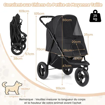 GIANTEX Poussette Chien Pliable Charge 25KG avec Fenêtre GIANTEX Poussette Chien Pliable Charge 25KG avec Fenêtre