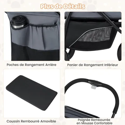 GIANTEX Poussette Chien Pliable Charge 25KG avec Fenêtre GIANTEX Poussette Chien Pliable Charge 25KG avec Fenêtre