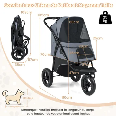 GIANTEX Poussette Chien Pliable Charge 25KG avec Fenêtre GIANTEX Poussette Chien Pliable Charge 25KG avec Fenêtre