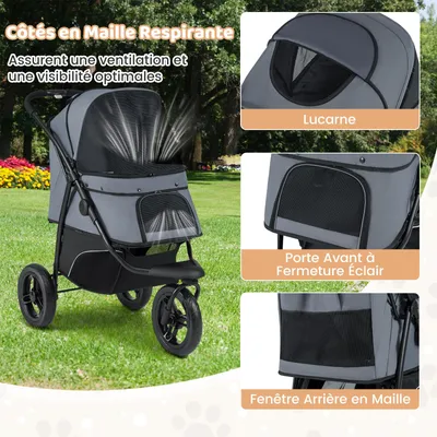 GIANTEX Poussette Chien Pliable Charge 25KG avec Fenêtre GIANTEX Poussette Chien Pliable Charge 25KG avec Fenêtre