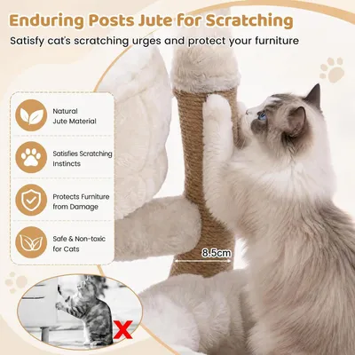 GIANTEX Arbre a Chat Design 132cm, Structure Métal, 4 Niveaux, Beige GIANTEX Arbre a Chat Design 132cm, Structure Métal, 4 Niveaux, Beige