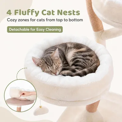 GIANTEX Arbre a Chat Design 132cm, Structure Métal, 4 Niveaux, Beige GIANTEX Arbre a Chat Design 132cm, Structure Métal, 4 Niveaux, Beige