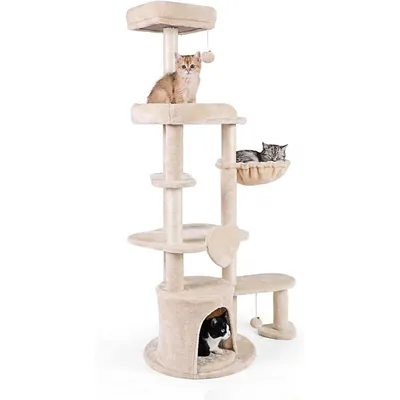 GIANTEX Arbre a Chat Hauteur 149CM, Poteaux Sisal Griffoirs, Multi-Niveaux