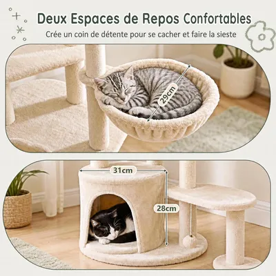 GIANTEX Arbre a Chat Hauteur 149CM, Poteaux Sisal Griffoirs, Multi-Niveaux GIANTEX Arbre a Chat Hauteur 149CM, Poteaux Sisal Griffoirs, Multi-Niveaux