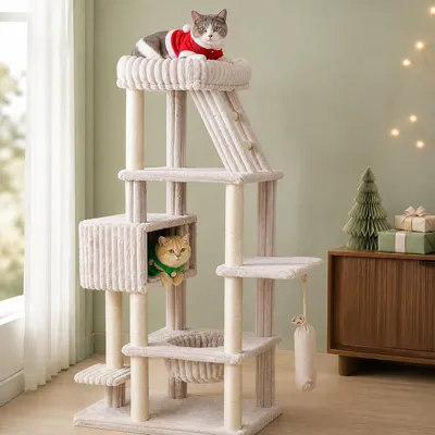 GIANTEX Arbre a Chat XXL Multi-Niveaux Hauteur 180CM Velours Côtelé