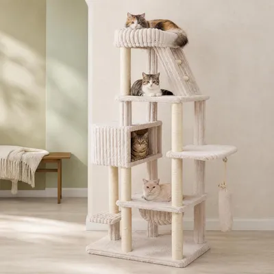 GIANTEX Arbre a Chat XXL Multi-Niveaux Hauteur 180CM Velours Côtelé GIANTEX Arbre a Chat XXL Multi-Niveaux Hauteur 180CM Velours Côtelé