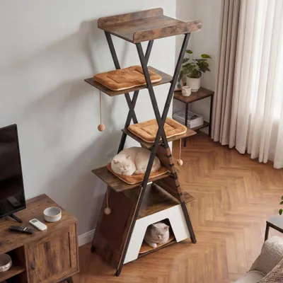 GIANTEX Arbre à Chat Industriel Hauteur 185 CM d'Intérieur GIANTEX Arbre à Chat Industriel Hauteur 185 CM d'Intérieur