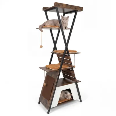 GIANTEX Arbre à Chat Industriel Hauteur 185 CM d'Intérieur GIANTEX Arbre à Chat Industriel Hauteur 185 CM d'Intérieur