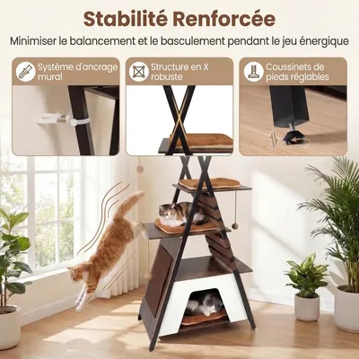 GIANTEX Arbre à Chat Industriel Hauteur 185 CM d'Intérieur GIANTEX Arbre à Chat Industriel Hauteur 185 CM d'Intérieur