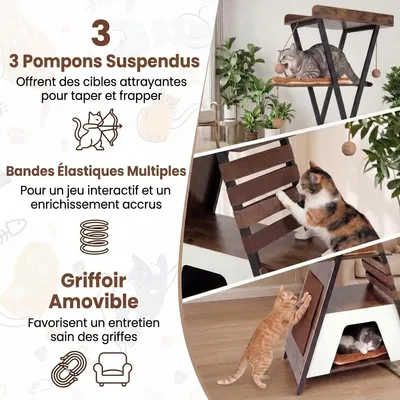 GIANTEX Arbre à Chat Industriel Hauteur 185 CM d'Intérieur GIANTEX Arbre à Chat Industriel Hauteur 185 CM d'Intérieur