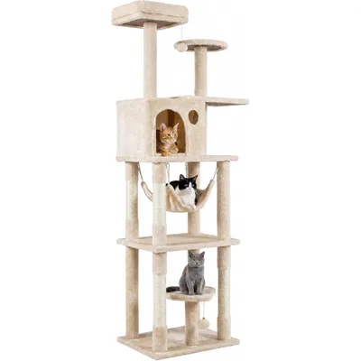 GIANTEX Arbre à Chat Multi-Niveaux Hauteur 168 cm avec Perchoir Rembourré