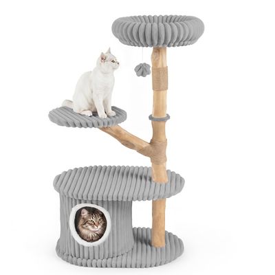 GIANTEX Tour de Juegos para Gato en Madera Bohème Poirier Altura 104CM