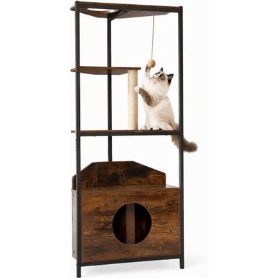 GIANTEX Rasseuil en bois, arbre pour chats de 156 cm