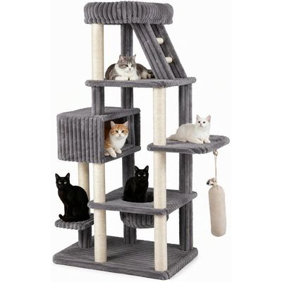 GIANTEX Arbre a Chat XXL Multi-Niveaux Hauteur 180CM Velours Côtelé