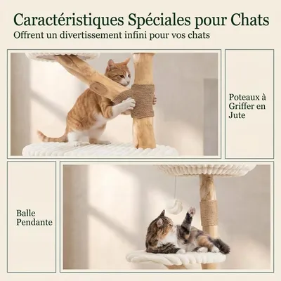 GIANTEX Tour de Juegos para Gato en Madera Bohème Poirier Altura 104CM