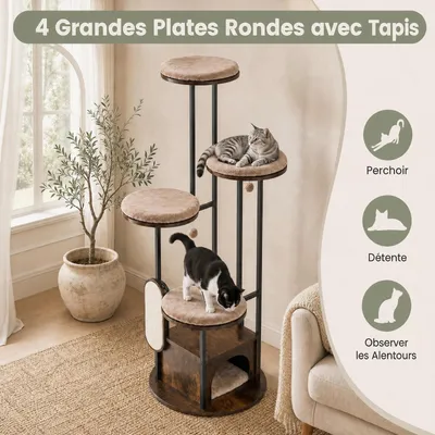 GIANTEX Arbre a Chat Style Moderne à 6 Niveaux Hauteur 183CM en Acier. GIANTEX Arbre a Chat Style Moderne à 6 Niveaux Hauteur 183CM en Acier.