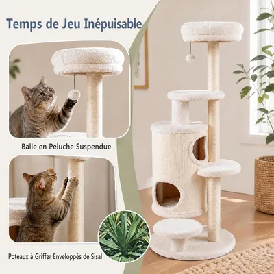 GIANTEX Arbre a Chat Hauteur 150CM en Housse Peluche Lavable Intérieur GIANTEX Arbre a Chat Hauteur 150CM en Housse Peluche Lavable Intérieur