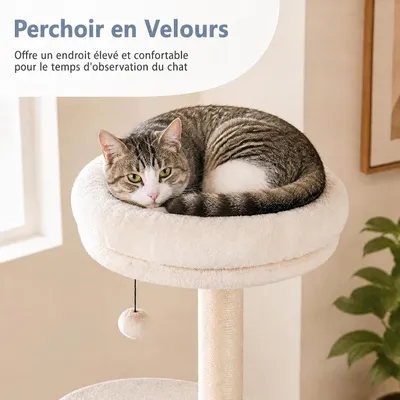 GIANTEX Arbre a Chat Hauteur 150CM en Housse Peluche Lavable Intérieur