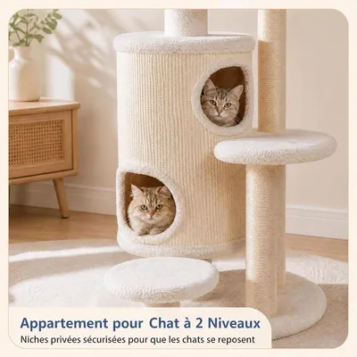 GIANTEX Arbre a Chat Hauteur 150CM en Housse Peluche Lavable Intérieur