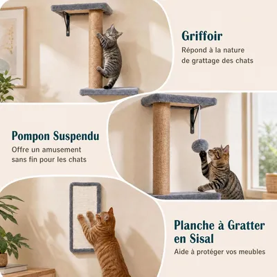 GIANTEX Étagères Murales pour Chat en Bois, 5 Pièces, Charge 20KG GIANTEX Étagères Murales pour Chat en Bois, 5 Pièces, Charge 20KG
