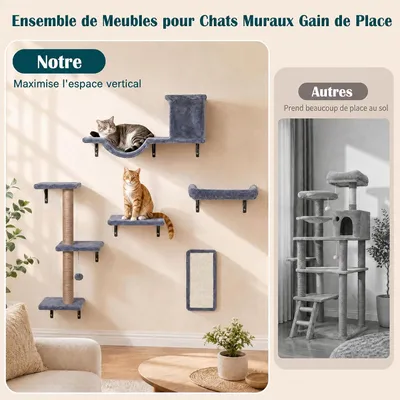 GIANTEX Étagères Murales pour Chat en Bois, 5 Pièces, Charge 20KG GIANTEX Étagères Murales pour Chat en Bois, 5 Pièces, Charge 20KG