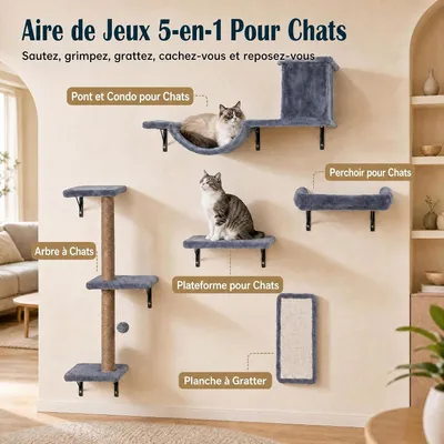GIANTEX Étagères Murales pour Chat en Bois, 5 Pièces, Charge 20KG GIANTEX Étagères Murales pour Chat en Bois, 5 Pièces, Charge 20KG