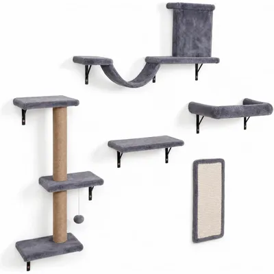 GIANTEX Étagères Murales pour Chat en Bois, 5 Pièces, Charge 20KG