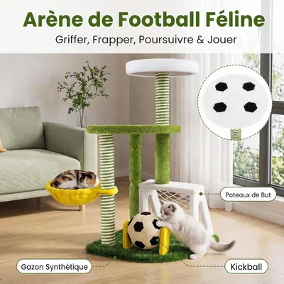 GIANTEX Arbre a Chat Design Football avec Griffoir en Sisal, 60x50x100 cm GIANTEX Arbre a Chat Design Football avec Griffoir en Sisal, 60x50x100 cm