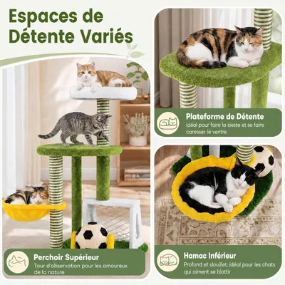 GIANTEX Arbre a Chat Design Football avec Griffoir en Sisal, 60x50x100 cm GIANTEX Arbre a Chat Design Football avec Griffoir en Sisal, 60x50x100 cm