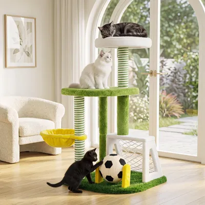 GIANTEX Arbre a Chat Design Football avec Griffoir en Sisal, 60x50x100 cm