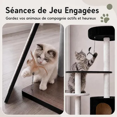 GIANTEX Arbre à Chat en Bois 155 CM, 3 Plateforme, Conception Multicouche GIANTEX Arbre à Chat en Bois 155 CM, 3 Plateforme, Conception Multicouche