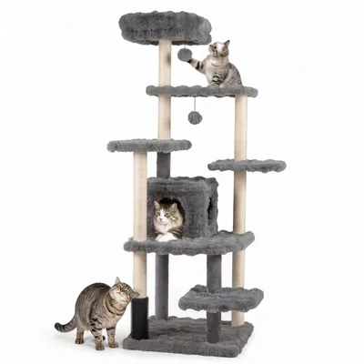 GIANTEX Arbre a Chat XXL en Bois Solide Hauteur 170CM