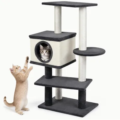 GIANTEX Arbre a Chat 99CM avec Griffoirs en Sisal, Condo Confortable