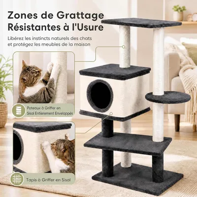 GIANTEX Arbre a Chat 99CM avec Griffoirs en Sisal, Condo Confortable GIANTEX Arbre a Chat 99CM avec Griffoirs en Sisal, Condo Confortable