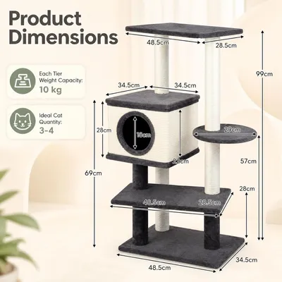 GIANTEX Arbre a Chat 99CM avec Griffoirs en Sisal, Condo Confortable