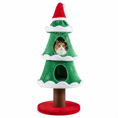GIANTEX Arbre a Chat Sapin de Noel Hauteur 130CM avec 2 Condo pour Chat.