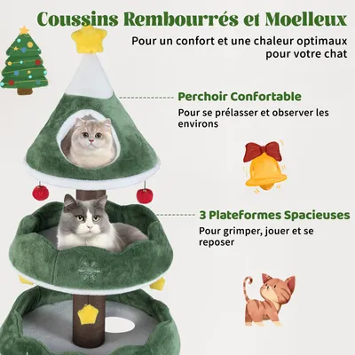 GIANTEX Arbre a Chat en Forme de Sapin de Noël à 4 Niveaux