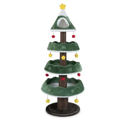 GIANTEX Arbre a Chat en Forme de Sapin de Noël à 4 Niveaux