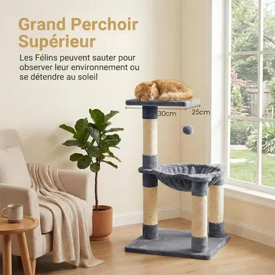 GIANTEX Arbre a Chat 63CM à 3 Niveaux, Tour de Jeux pour Chats Interieur GIANTEX Arbre a Chat 63CM à 3 Niveaux, Tour de Jeux pour Chats Interieur