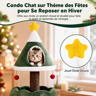 GIANTEX Arbre a Chat Sapin de Noel Hauteur 143CM, Condo Douillet Supérieur